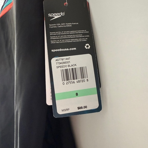 Speedo One-Piece Swimsuit – Black with Colorblock Trim – Size 8 - Picture 6 of 8